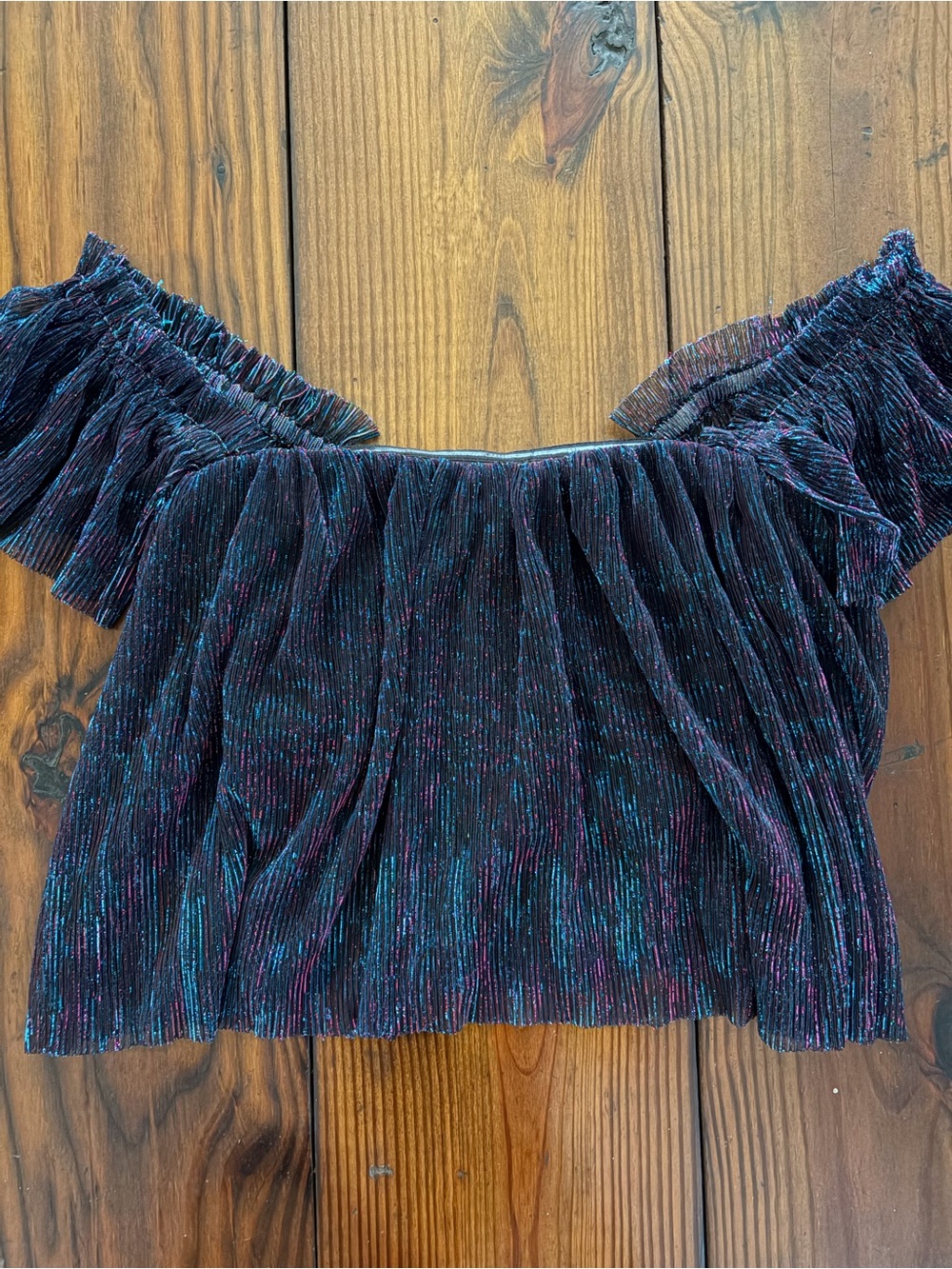 Urban Outfitters Black Off-Shoulder Multicolor Sparkle Top